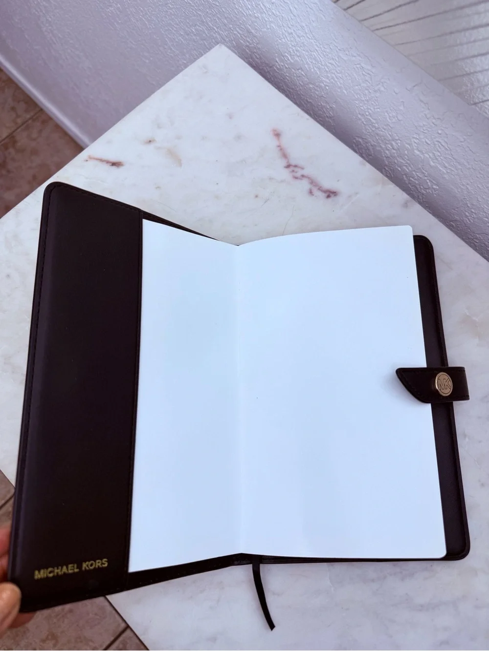 Michael Kors Brown and Tan Signature Stripe note pad